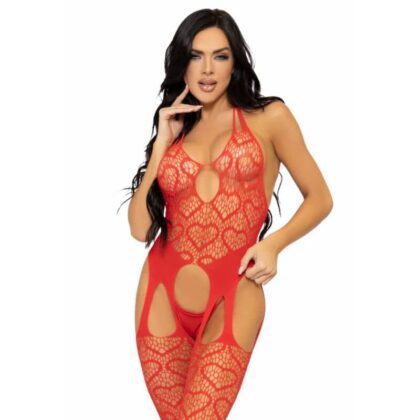 Leg Avenue Bodystockings - Avenue Net Suspensor Tamanho Único - Vermelho