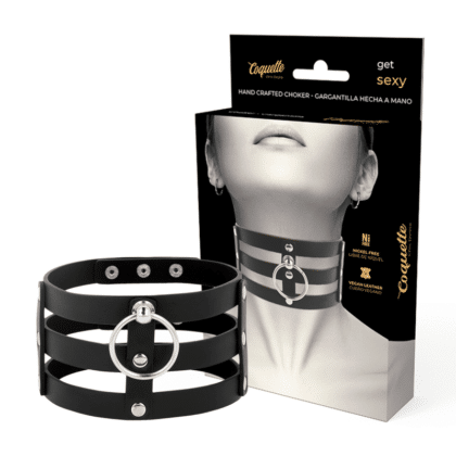 Coquette - Chic Desire Gargantilha Artesanal Couro Vegano - Fetiche