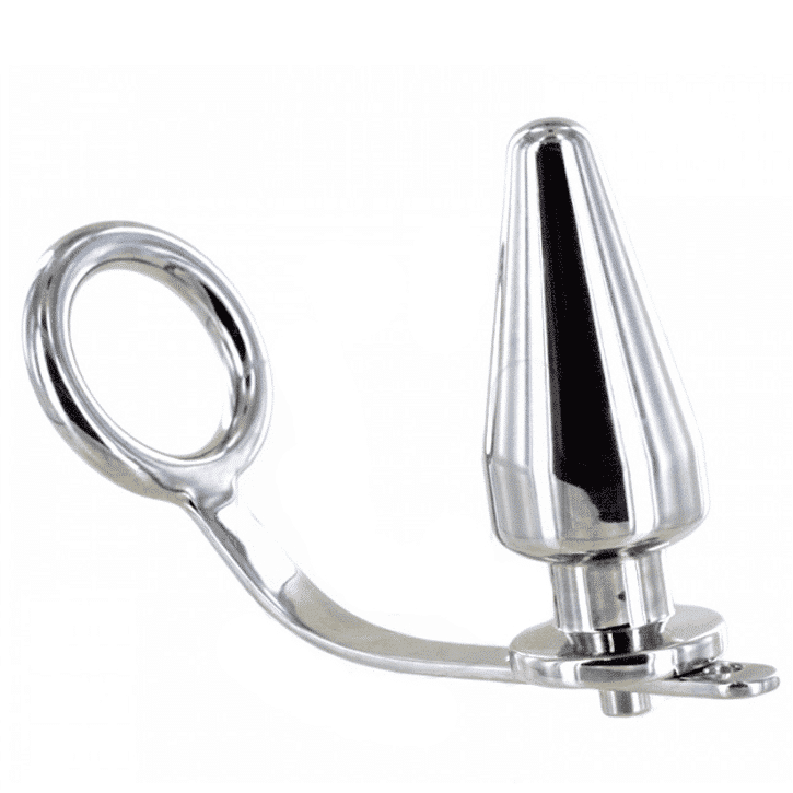 Anel De Metalhard Cock Com Plug Anal 45 X 50mm