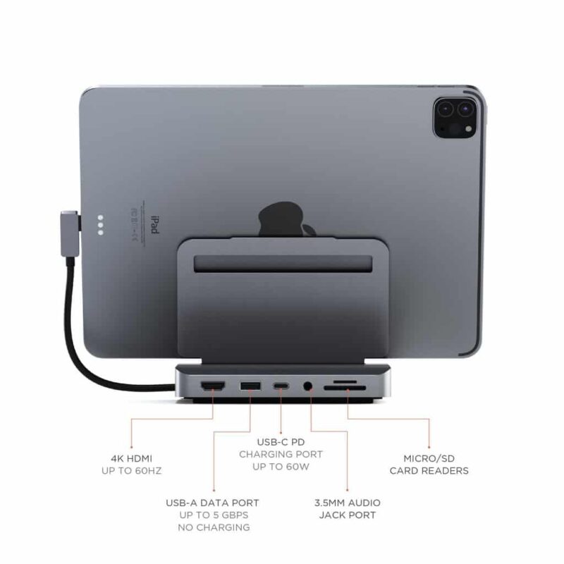 Satechi - Aluminum Stand & Hub for iPad Pro (space grey) - Image 2