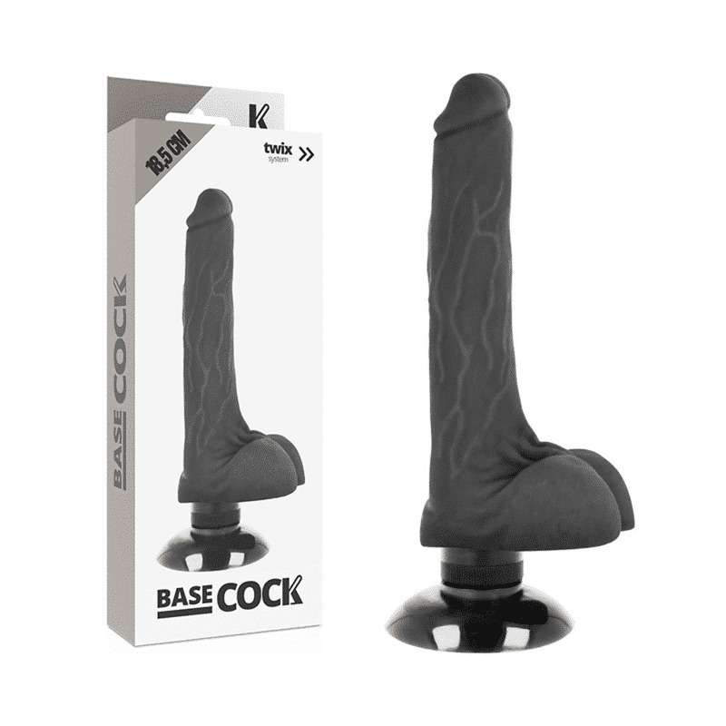 Basecock - Vibrador Realístico 2-1 Preto 18,5 Cm