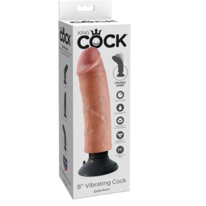 King Cock 20,32 Cm Vibrating Cock Cor De Pele