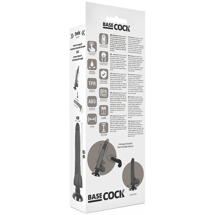 Basecock - Vibrador Realístico 2-1 Preto 18,5 Cm - Image 5