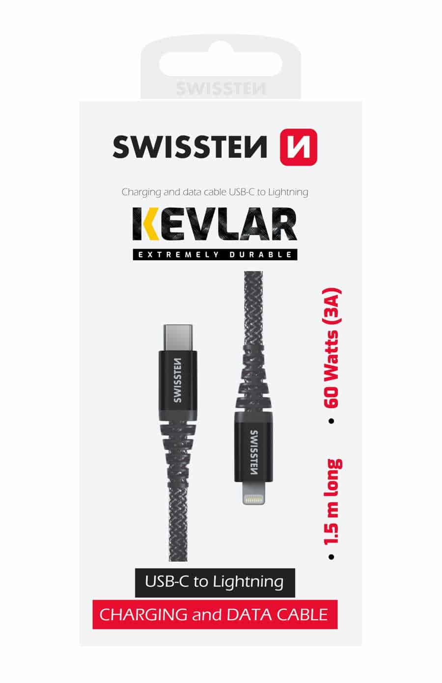 Swissten - Cabo Kevlar USB-C - Lightning 1.5m (antracite) - Image 2