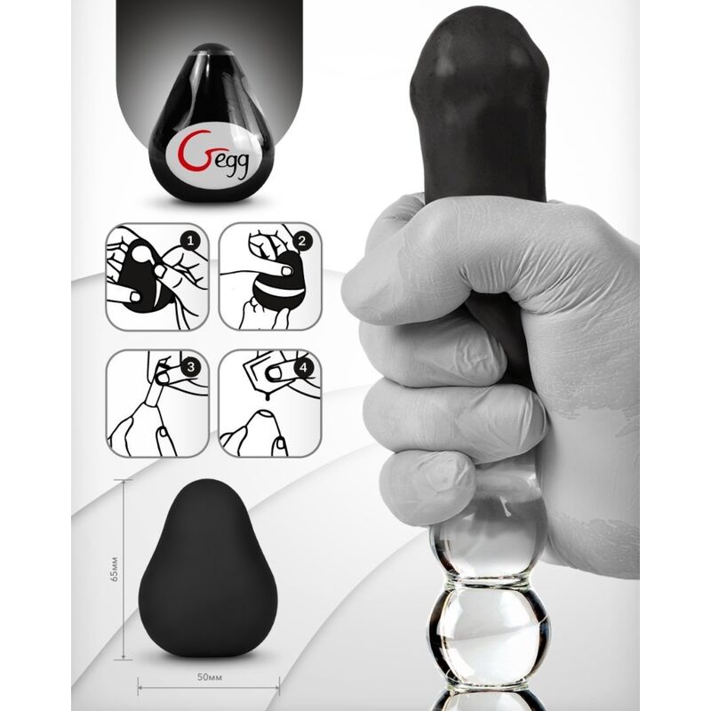 G-Vibe - Masturbador Texturado Reutilizvel Ovo Preto - Image 4