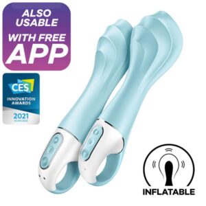 Satisfyer - Air Pump Vibrador 5+ Aplicativo Vibrador Inflvel Ponto-G Azul