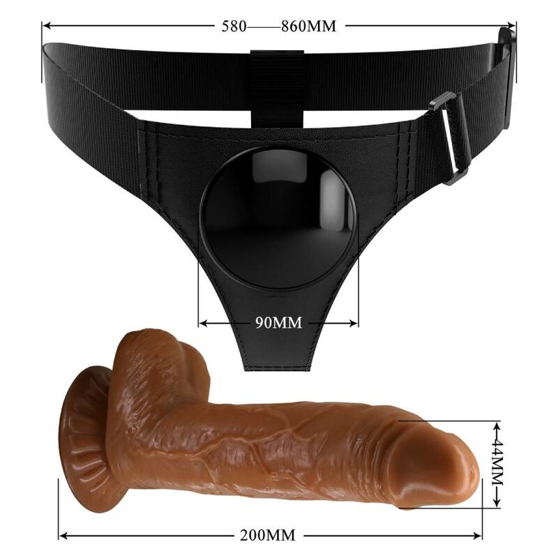 Pretty Love - Arnês Cuecas Arnês Universal Com Dildo Micheal 20 Cm Preto - Image 6
