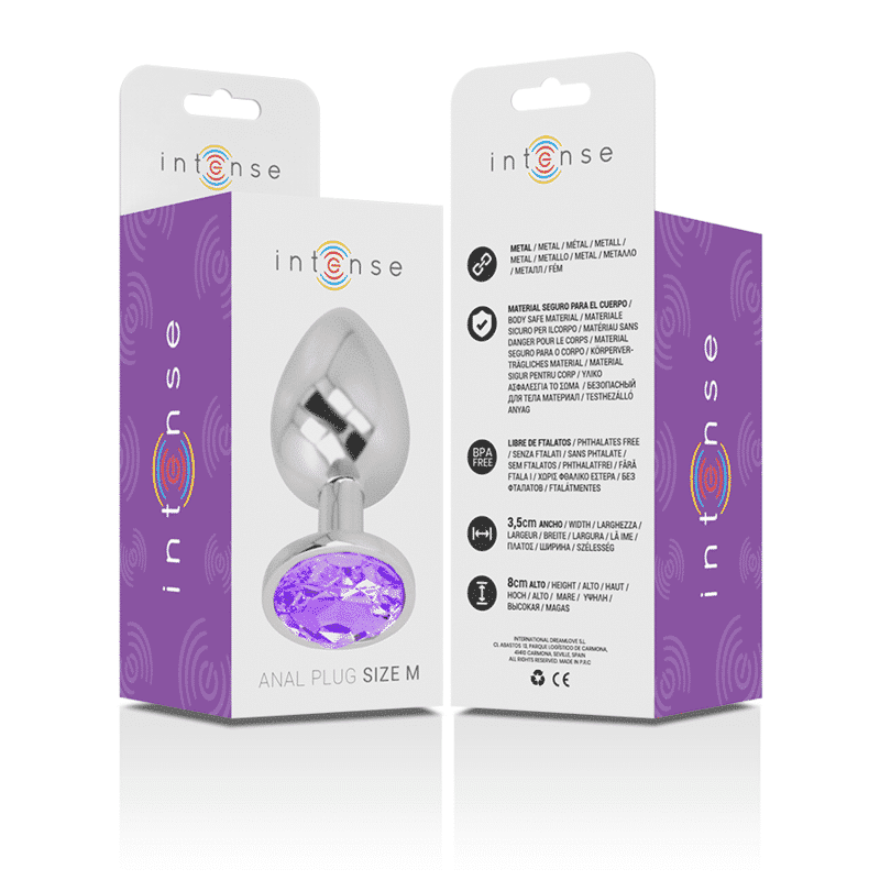 Intense - Plug Anal De Metal De Alumínio Com Cristal Violeta Tamanho M - Image 7