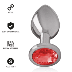 Intense - Plug Anal De Metal De Alumínio Com Cristal Vermelho Tamanho S