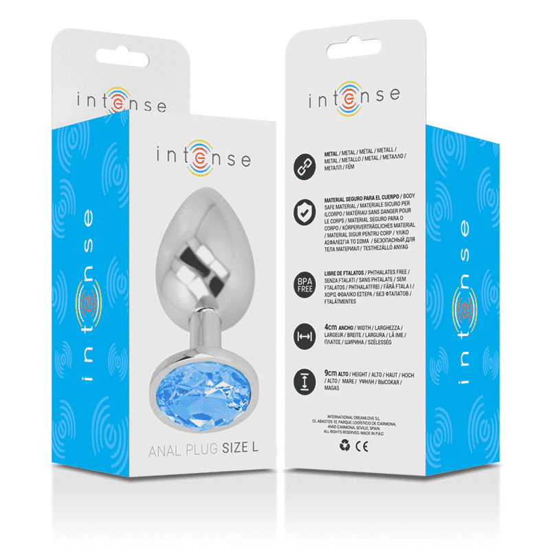 Intense - Plug Anal De Metal De Alumínio Com Cristal Azul Tamanho L - Image 7