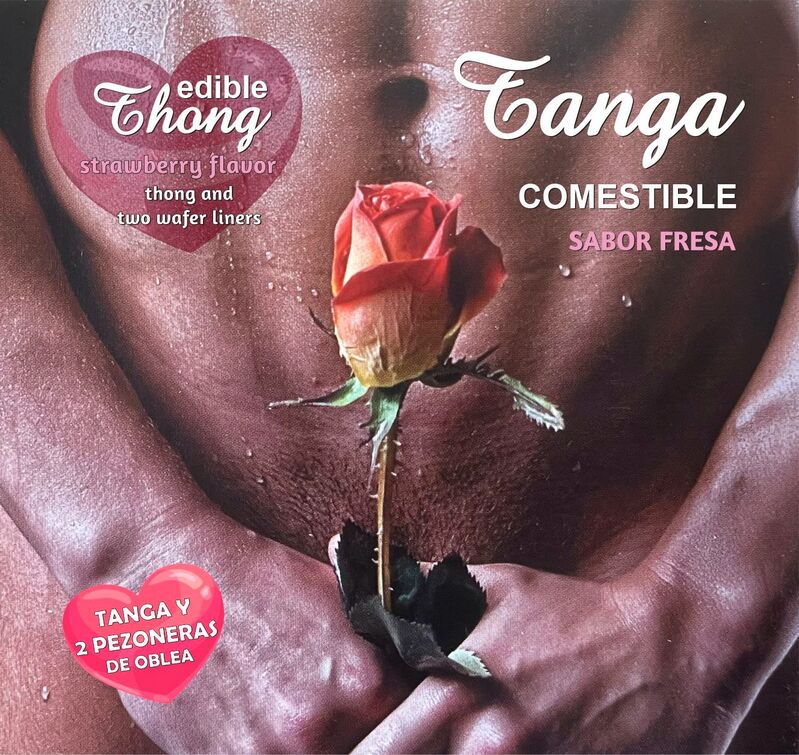 Hotflowers - Tanga Masculina+ 2 Bicos Wafer De Morango /Es/Pt/En/Fr/It/