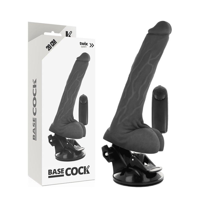Basecock - Vibrador Realístico De Controle Remoto Preto Com Testículos 20 Cm - Image 3