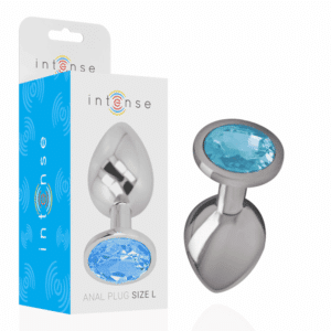 Intense - Plug Anal De Metal De Alumínio Com Cristal Azul Tamanho L