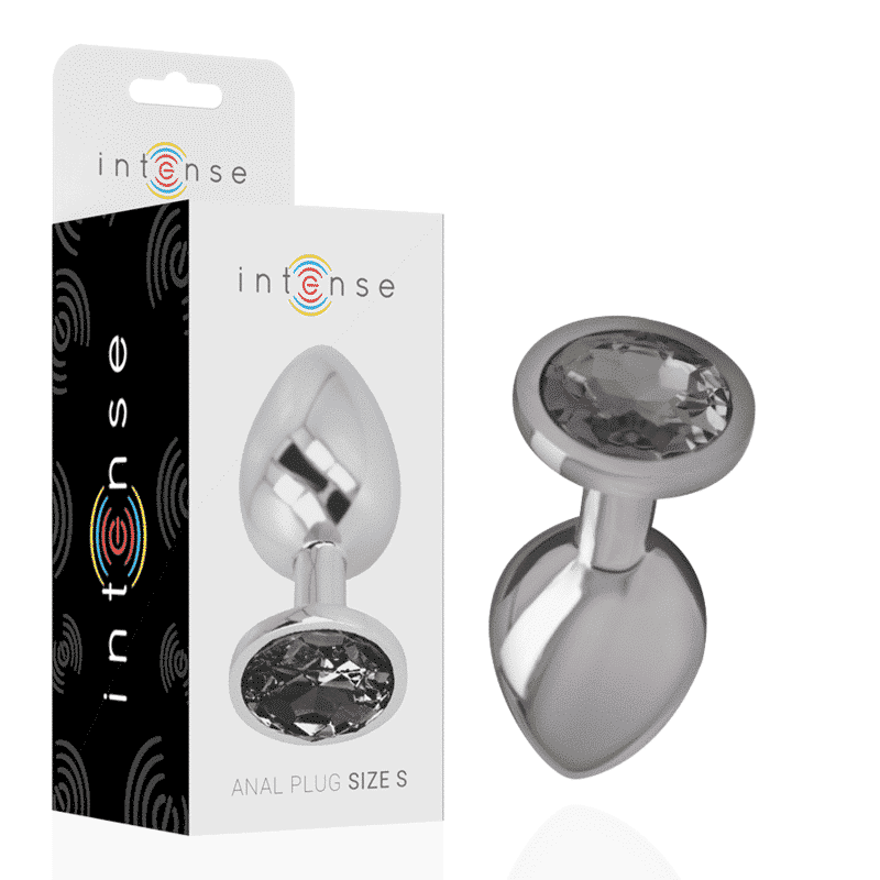 Intense - Plug Anal De Metal De Alumínio Com Cristal Preto Tamanho S