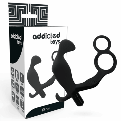 Addicted Toys - Plug Anal Com Anel De Pênis Duplo E Testículos Preto