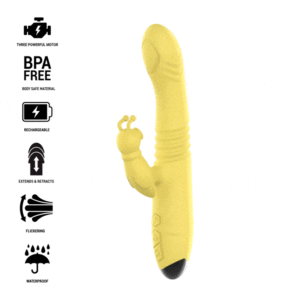 Intenso - Vibrador Multifunção Toky Para Cima E Para Baixo Com Estimulador Clitórico Amarelo
