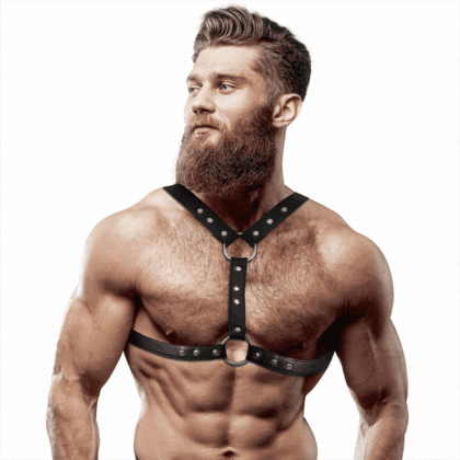 Fetish Submissive Attitude - Arnês De Peito De Couro Eco Com Apoio Duplo E Pregos Para Homens