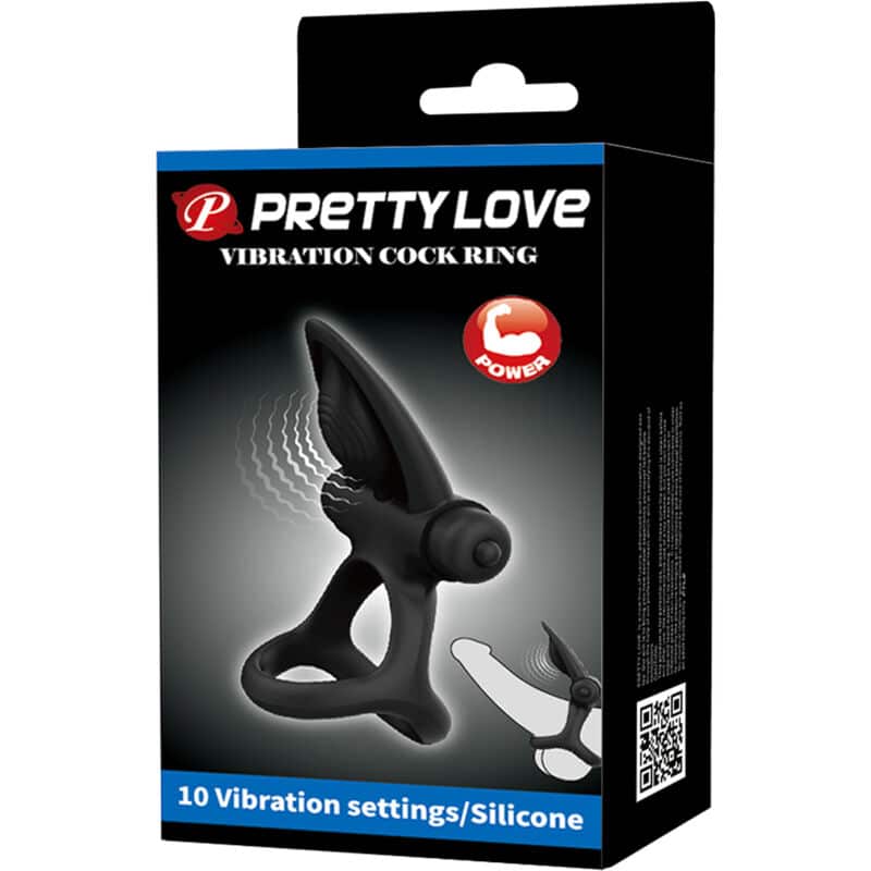 Pretty Love - Anel Vibrante 10 Vibraões Silicone Preto - Image 9