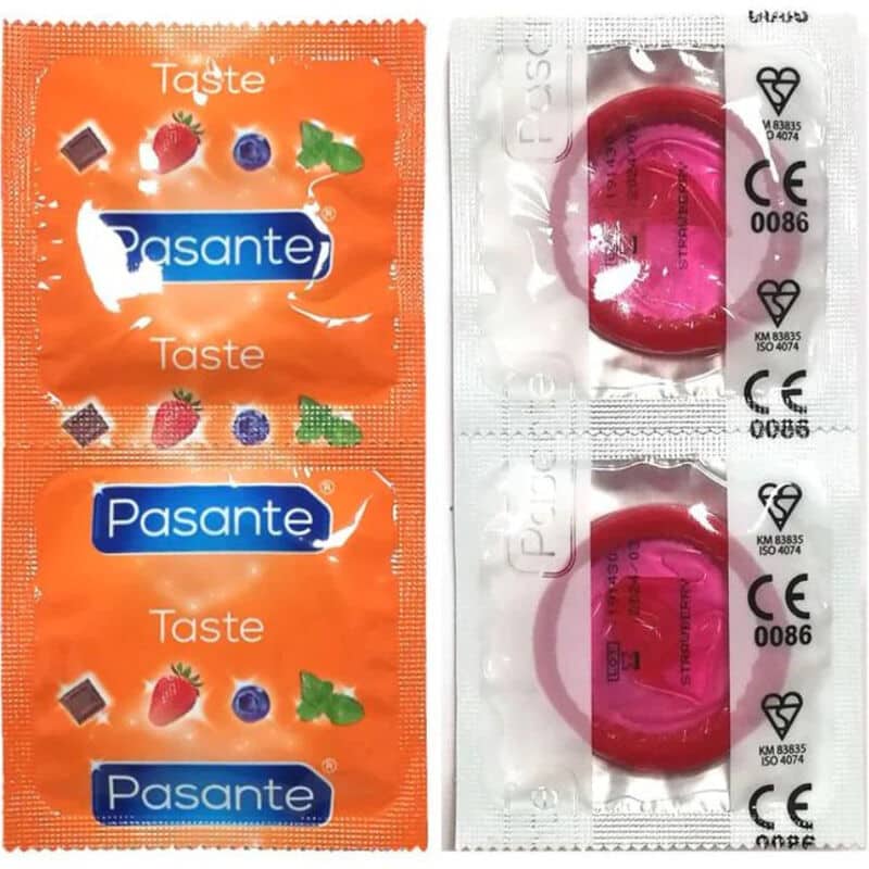 Pasante - Saco De Preservativo Sabor Morango 144 Unidades