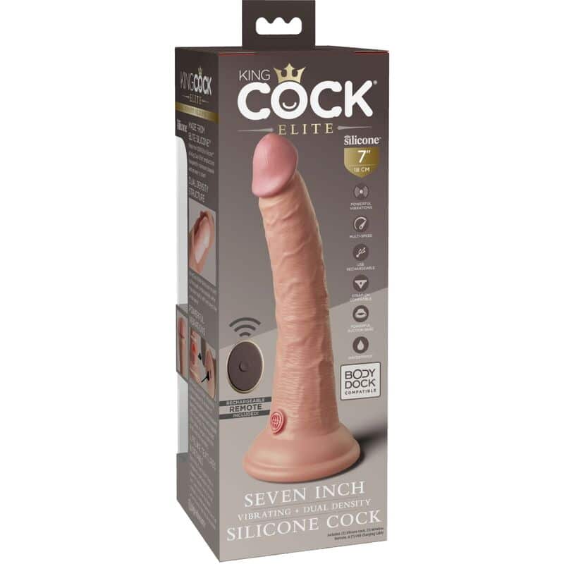 King Cock - Elite Vibrador Dildo Realístico E Controle Remoto De Silicone 17.8 Cm - Image 5