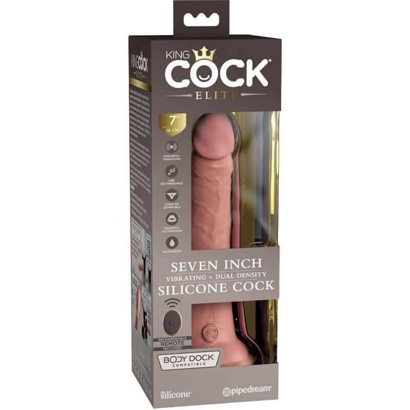 King Cock - Elite Vibrador Dildo Realístico E Controle Remoto De Silicone 17.8 Cm - Image 6