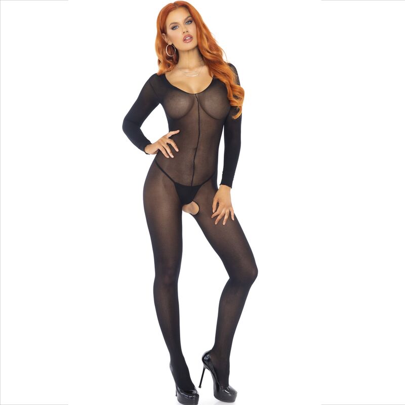 Leg Avenue - Bodystocking Manga Comprida Preto - Image 4