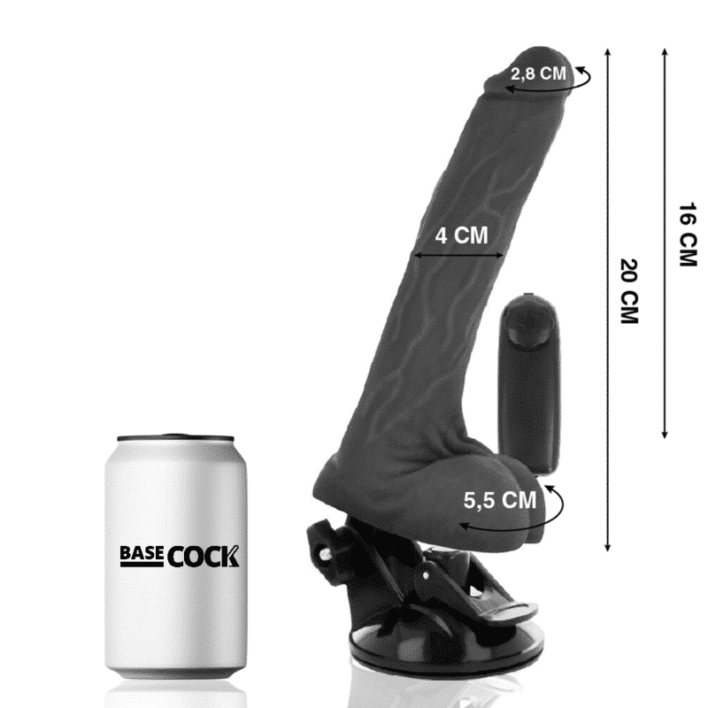 Basecock - Vibrador Realístico De Controle Remoto Preto Com Testículos 20 Cm - Image 2