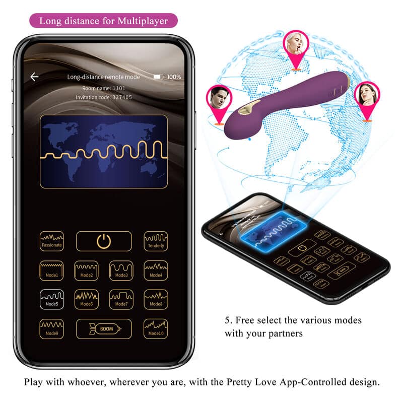 Pretty Love - Vibrador Hector Electroshock Por App Control Roxo - Image 12
