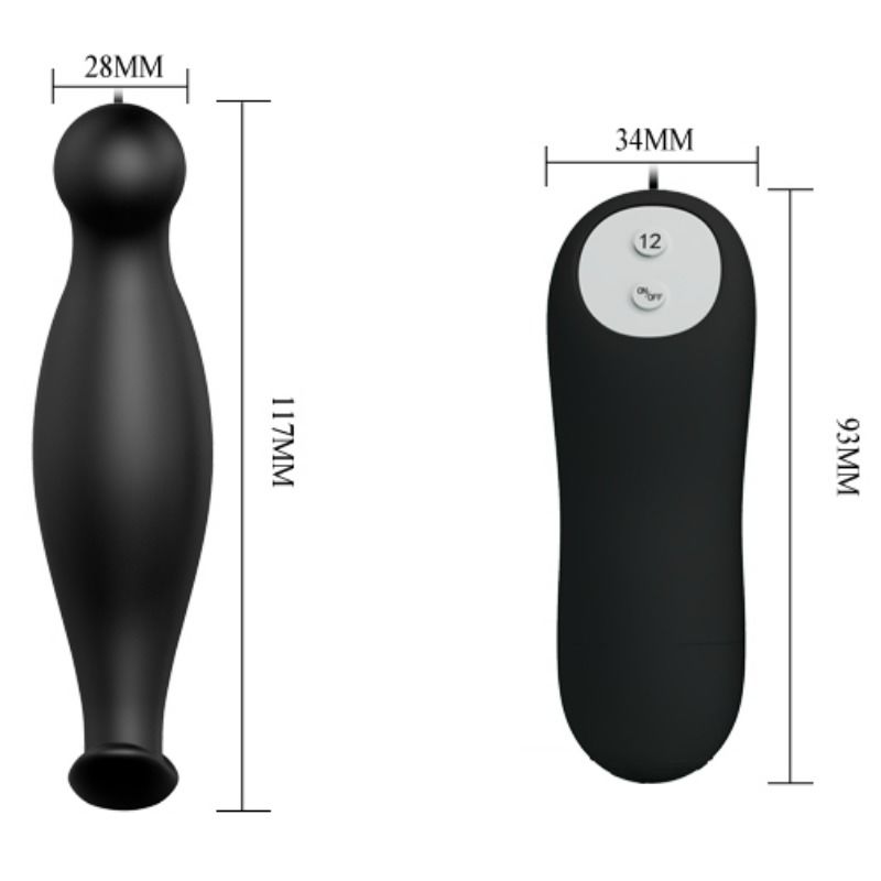 Pretty Love - Plug Anal De Silicone 12 Modos De Vibrao Preto - Image 4