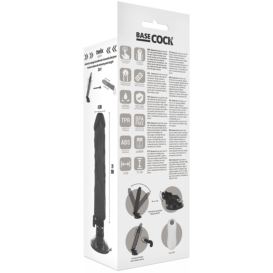 Basecock - Vibrador Realístico Controle Remoto Preto 21 Cm - Image 5