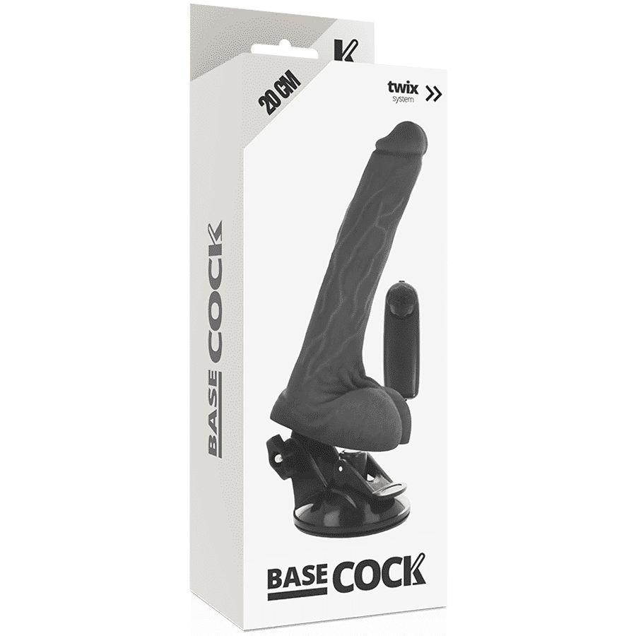 Basecock - Vibrador Realístico De Controle Remoto Preto Com Testículos 20 Cm - Image 5