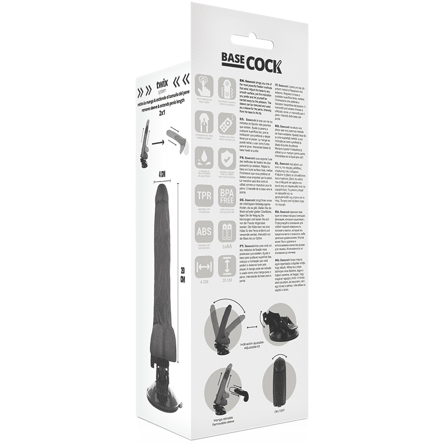 Basecock - Vibrador Realístico De Controle Remoto Preto Com Testículos 20 Cm - Image 6