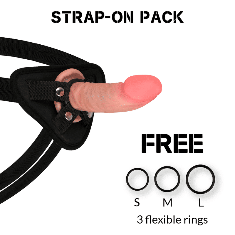 Rockarmy - Arnês + Dildo Realístico Tigre De Dual Densidade 14 Cm -O- 4.46 Cm