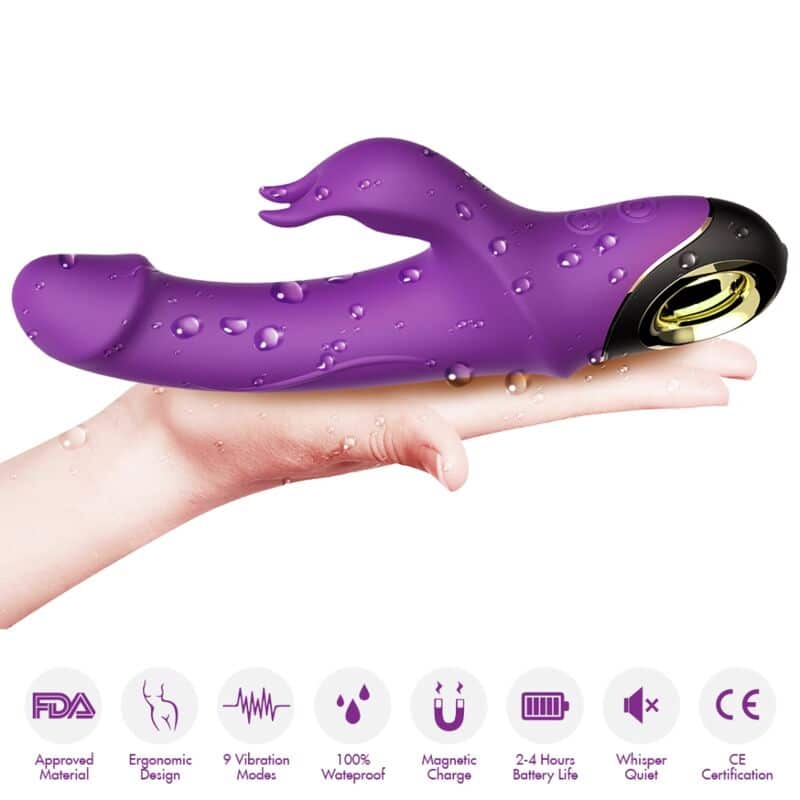 Armony - Meteror Dildo Vibrador Coelho Rotator Roxo - Image 3