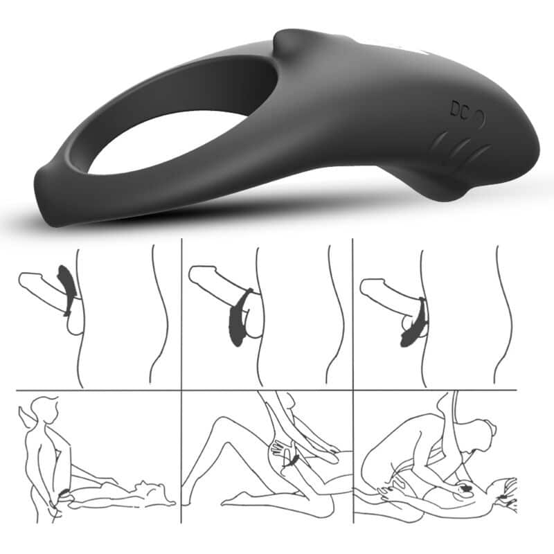 Armony - Anel Vibrador Shark Para Casais Controle Remoto Preto - Image 5