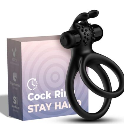 Armony - Anel Vibrador Duplo Viajante Para Casais Coelho Preto