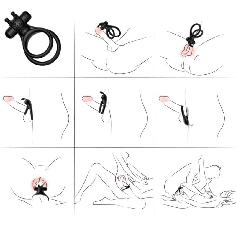 Armony - Anel Vibrador Duplo Viajante Para Casais Coelho Preto - Image 4