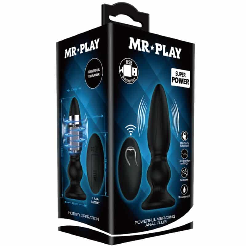 Mr Play - Plugue Anal De Controle Remoto Vibrador Poderoso Preto - Image 9