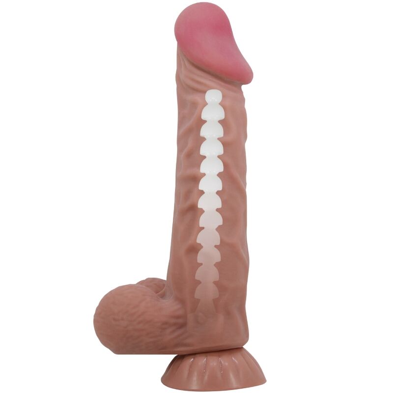 Pretty Love - Série Sliding Skin Dildo Realístico Com Ventosa Deslizante Pele Marrom 24 Cm - Image 4