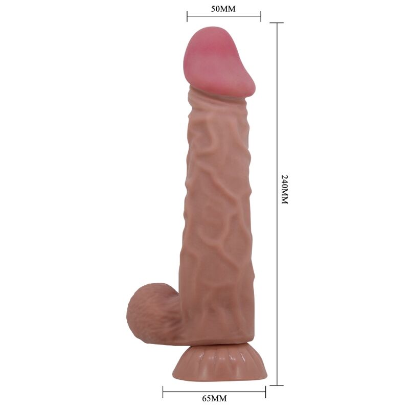 Pretty Love - Série Sliding Skin Dildo Realístico Com Ventosa Deslizante Pele Marrom 24 Cm - Image 5