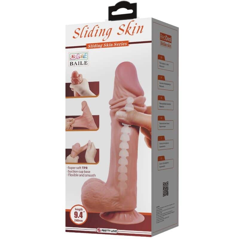 Pretty Love - Série Sliding Skin Dildo Realístico Com Ventosa Deslizante Pele Marrom 24 Cm - Image 6