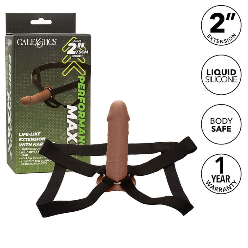 Calexotics - Performance Maxx Life-Like Extension Com Arnês Pele Marrom - Image 2