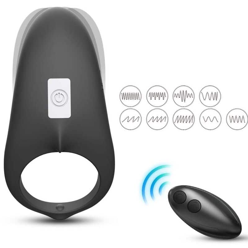 Armony - Anel Vibrador Shark Para Casais Controle Remoto Preto