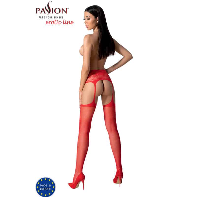 Passion - S028 Meias Vermelhas Com Liga Tamanho Único - Image 4