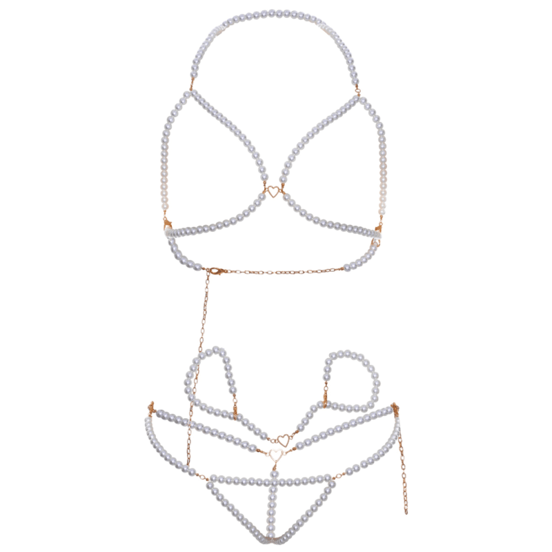 Leg Avenue - Conjunto De Pulseiras De Suti E Tanga De Pérolas - Image 5
