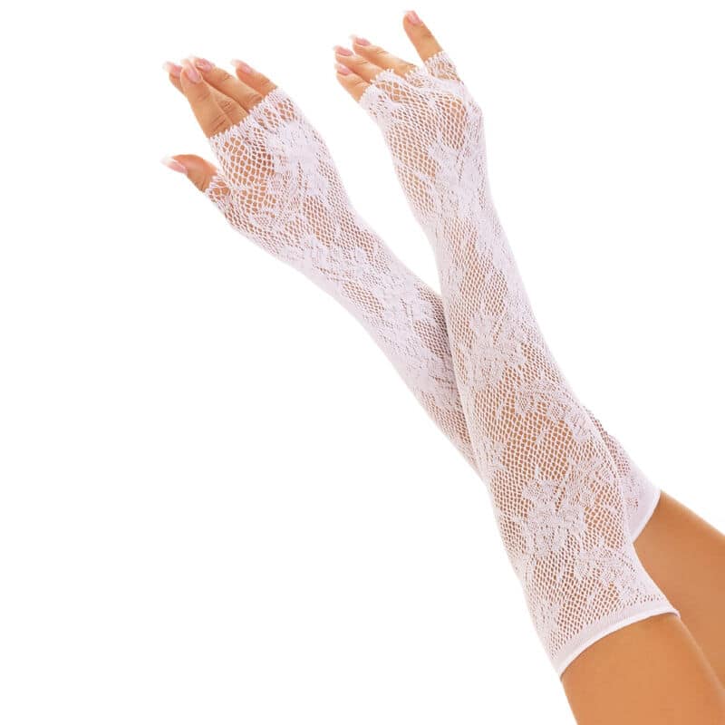 Leg Avenue - Luvas Sem Dedos Floral Network Branca