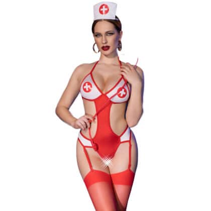 Chilirose - Conjunto Cr 4631 Bodysuit Enfermeira Vermelho L/Xl