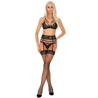 Livco Corsetti Fashion - Snehana Lc 90443 Suti + Cinta Liga + Calcinha Preta L/Xl