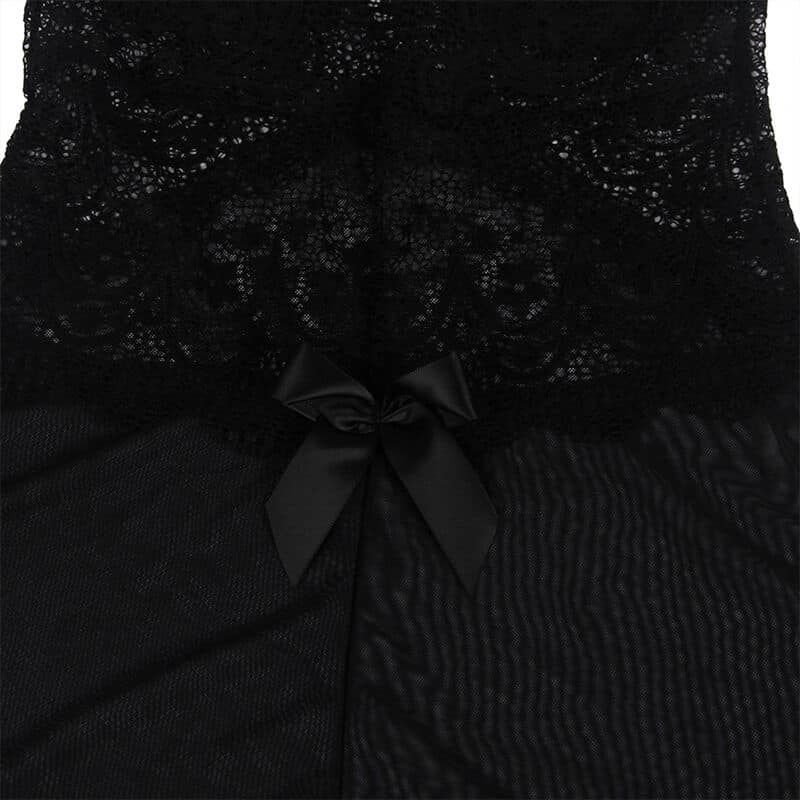 Subblime - Babydoll Tecido De Tule Com Renda E Detalhe Flor Preto S/M - Image 5