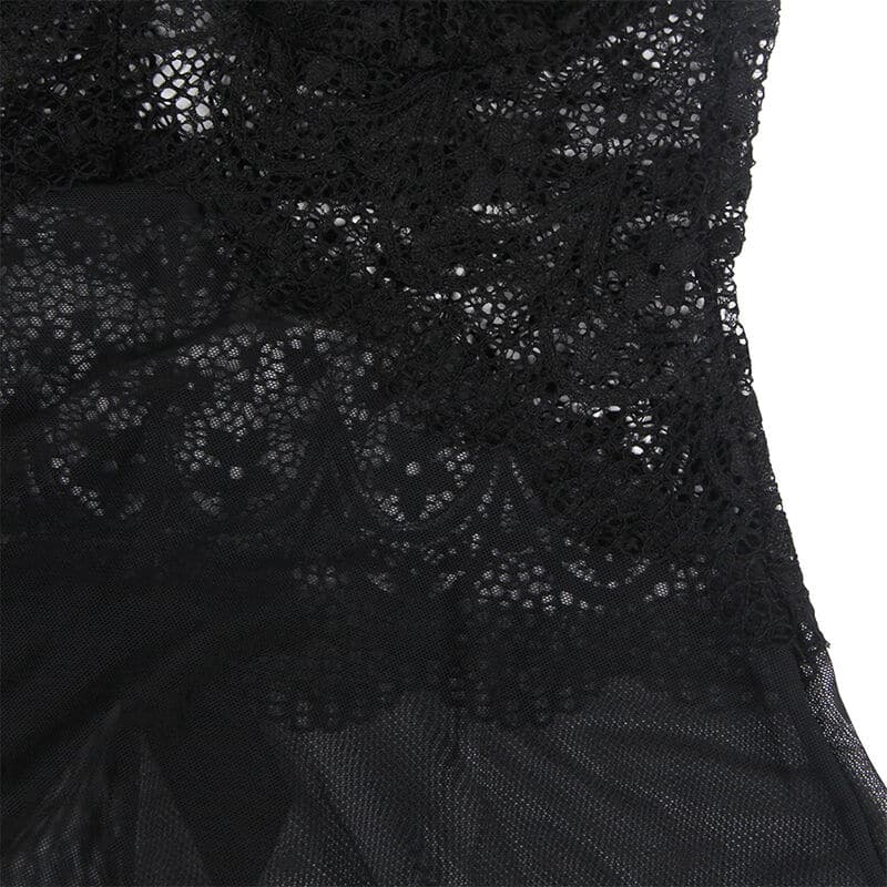 Subblime - Babydoll Tecido De Tule Com Detalhe Renda E Flor Preto L/Xl - Image 8